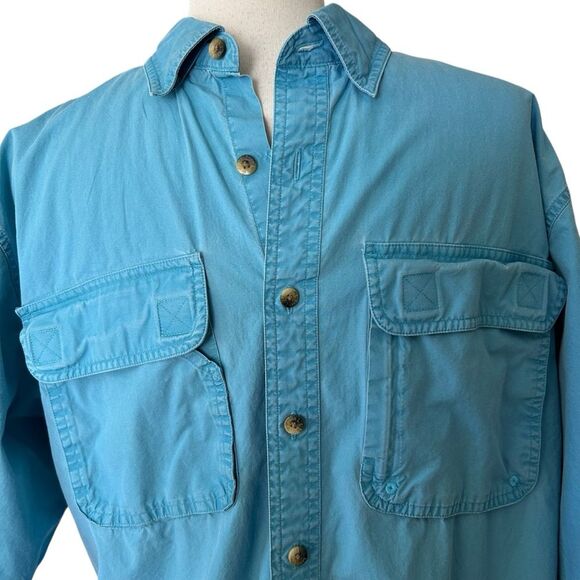 L.L. Bean Blue Short Sleeve Cotton Summer Shirt - Large Tall - Picture 4 of 5